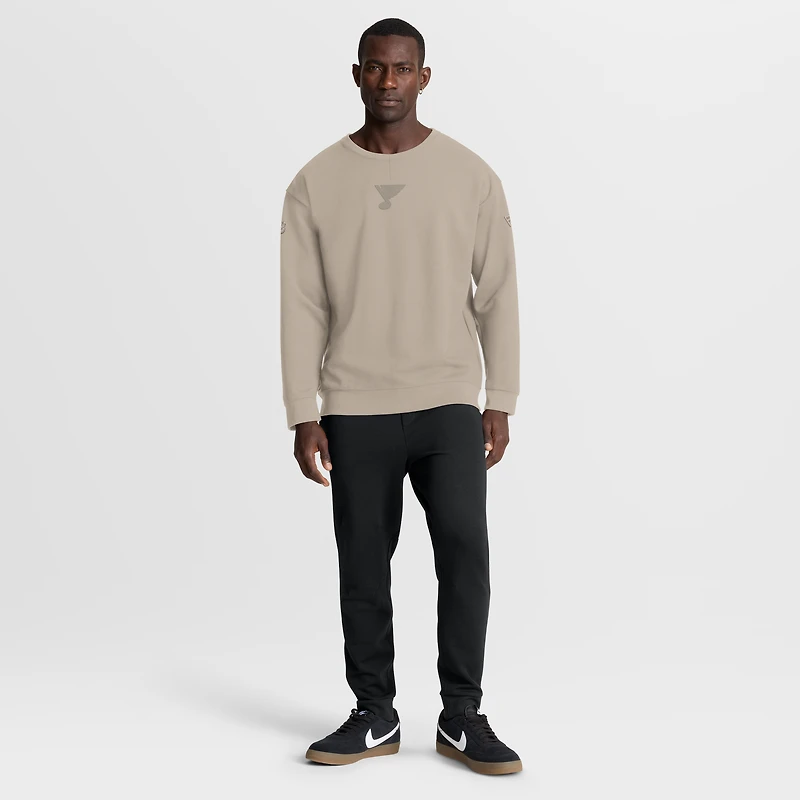 Men's Fanatics Tan St. Louis Blues Authentic Pro Road Tri-Blend Sweatshirt