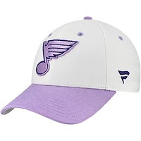 Casquette ajustable pour homme Fanatics St. Louis Blues Authentic Pro Hockey Fights Cancer blanche/lavande