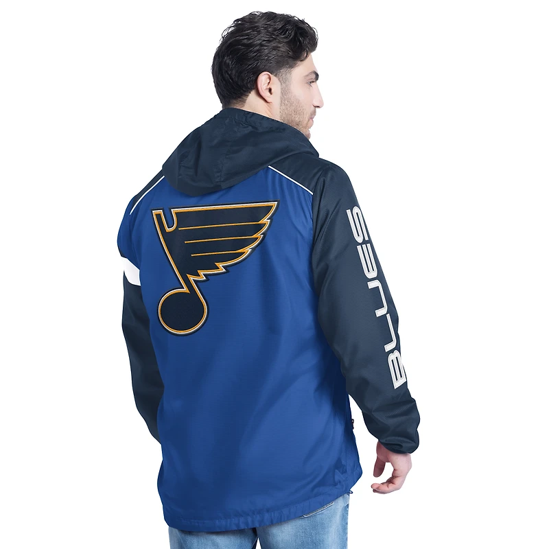 Men's G-III Sports by Carl Banks Blue/Navy St. Louis Blues Lateral Half-Zip Hoodie Jacket