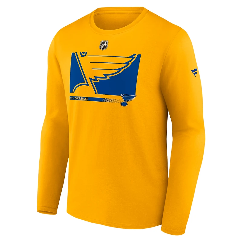 T-shirt secondaire à manches longues pour homme de la collection Authentic Pro Core des Blues St. Louis Gold