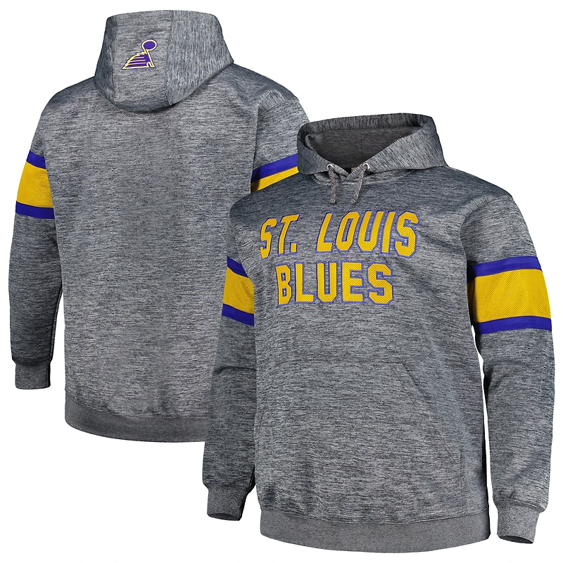 Sweat à capuche rayures Big & Tall Heather Charcoal pour hommes, St. Louis Blues