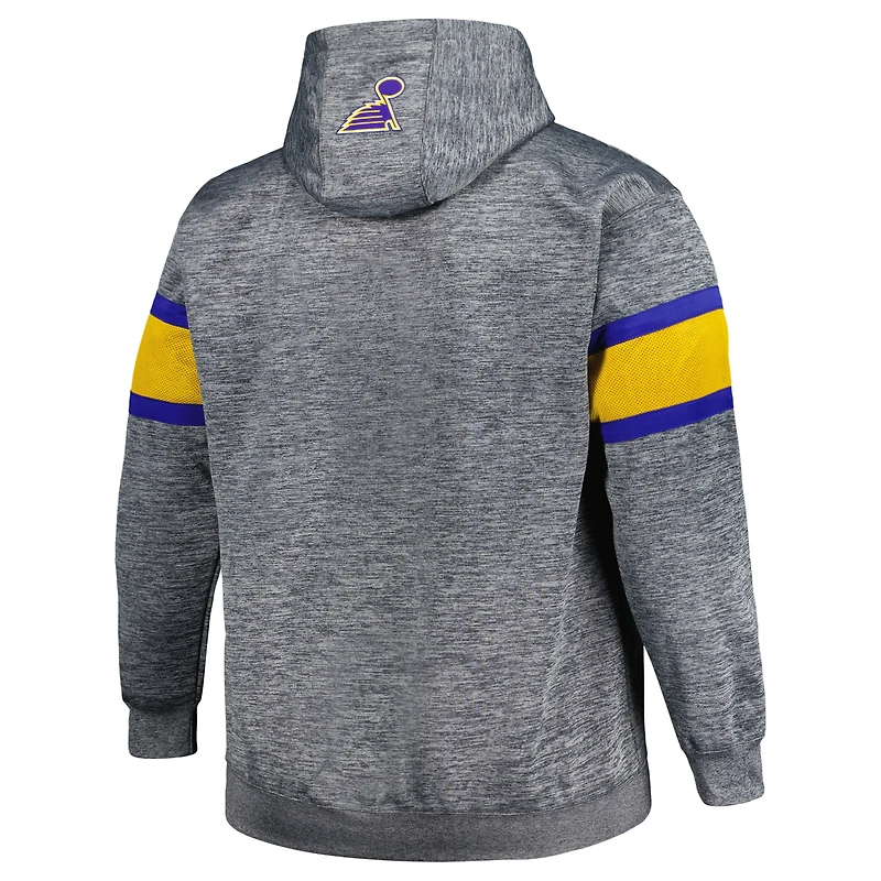 Sweat à capuche rayures Big & Tall Heather Charcoal pour hommes, St. Louis Blues