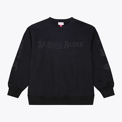 Men's Mitchell & Ness Black St. Louis Blues Phantom Fleece Crew Neck Sweatshirt