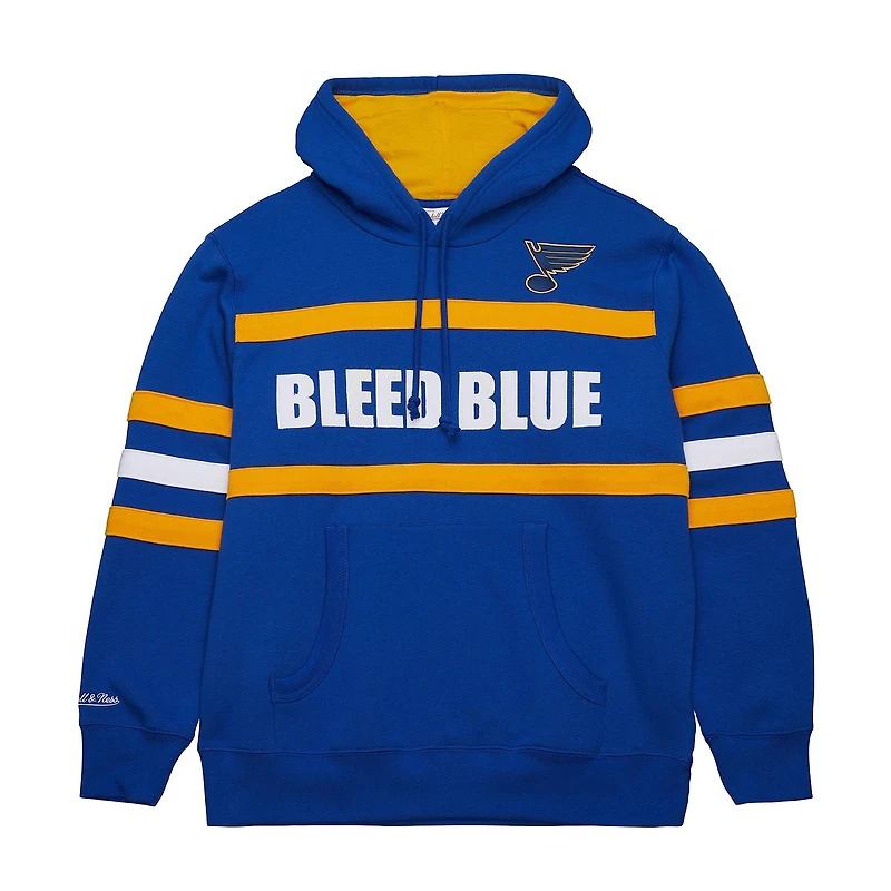 Sweat à capuche bleu Mitchell & Ness pour homme avec slogan de l'entraîneur-chef des St. Louis Blues