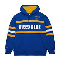 Sweat à capuche bleu Mitchell & Ness pour homme avec slogan de l'entraîneur-chef des St. Louis Blues