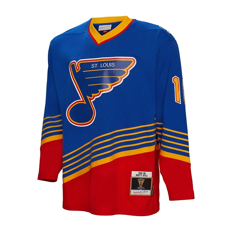 Men's Mitchell & Ness Brett Hull Blue St. Louis Blues  1995/96 Line Player Jersey