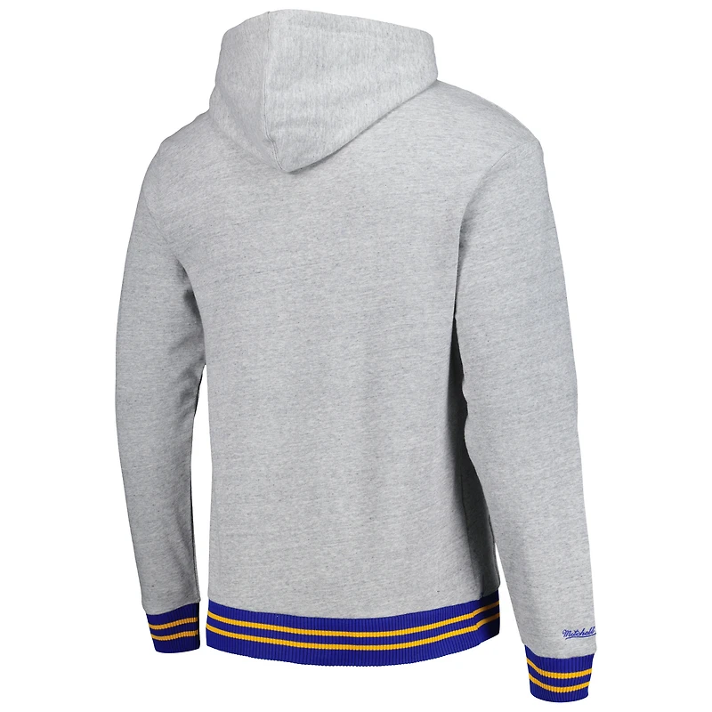 Men's Mitchell & Ness  Heather Gray St. Louis Blues Classic French Terry Pullover Hoodie