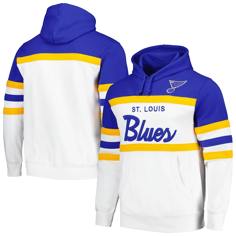 Men's Mitchell & Ness White/Blue St. Louis Blues Head Coach Pullover Hoodie