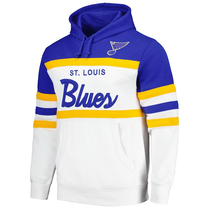Men's Mitchell & Ness White/Blue St. Louis Blues Head Coach Pullover Hoodie