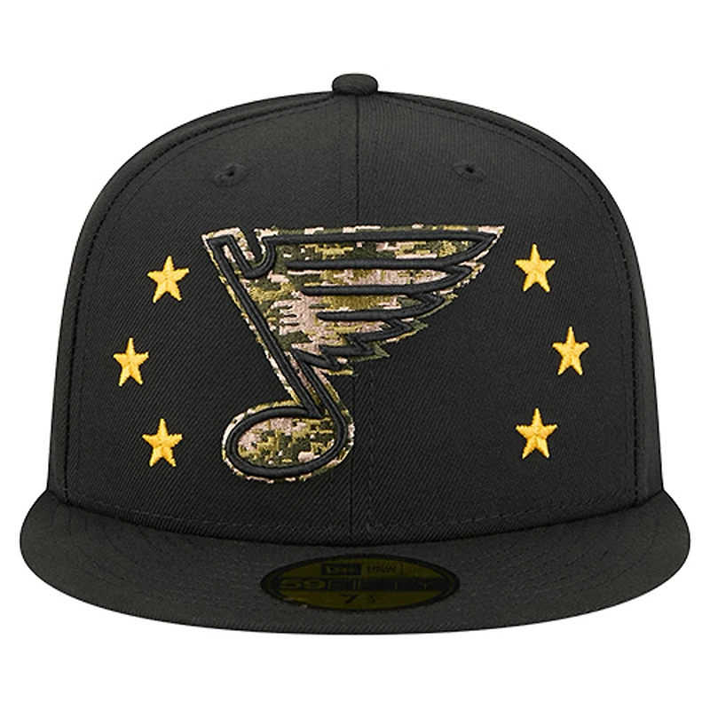 Men's New Era  Black St. Louis Blues Military Appreciation Digital Camo Stars 59FIFTY Fitted Hat