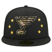 Men's New Era  Black St. Louis Blues Military Appreciation Digital Camo Stars 59FIFTY Fitted Hat