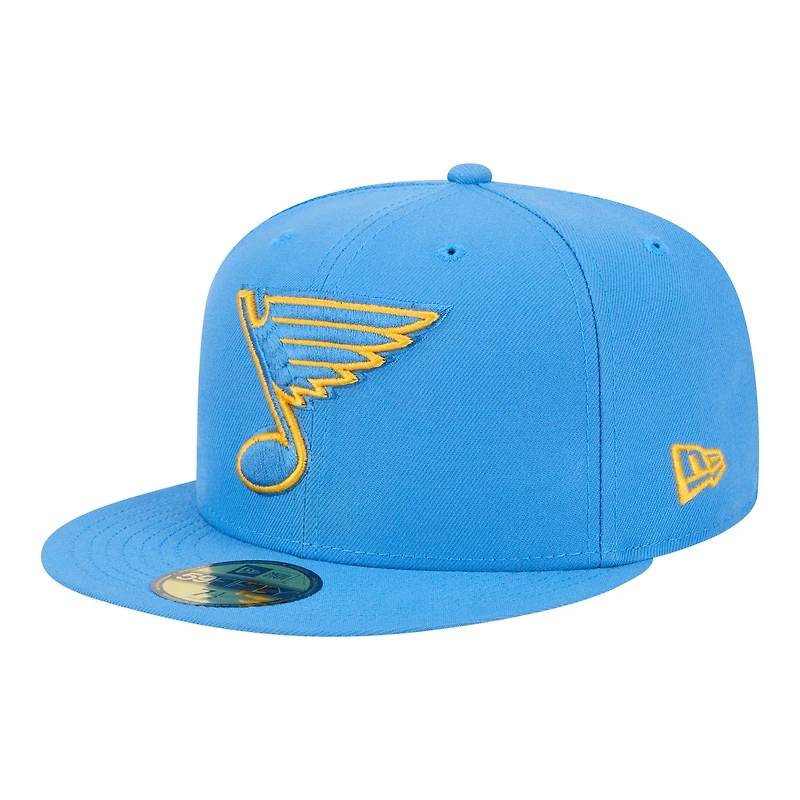 Casquette ajustée New Era 59FIFTY bleu clair pour homme, modèle St. Louis Blues Core.