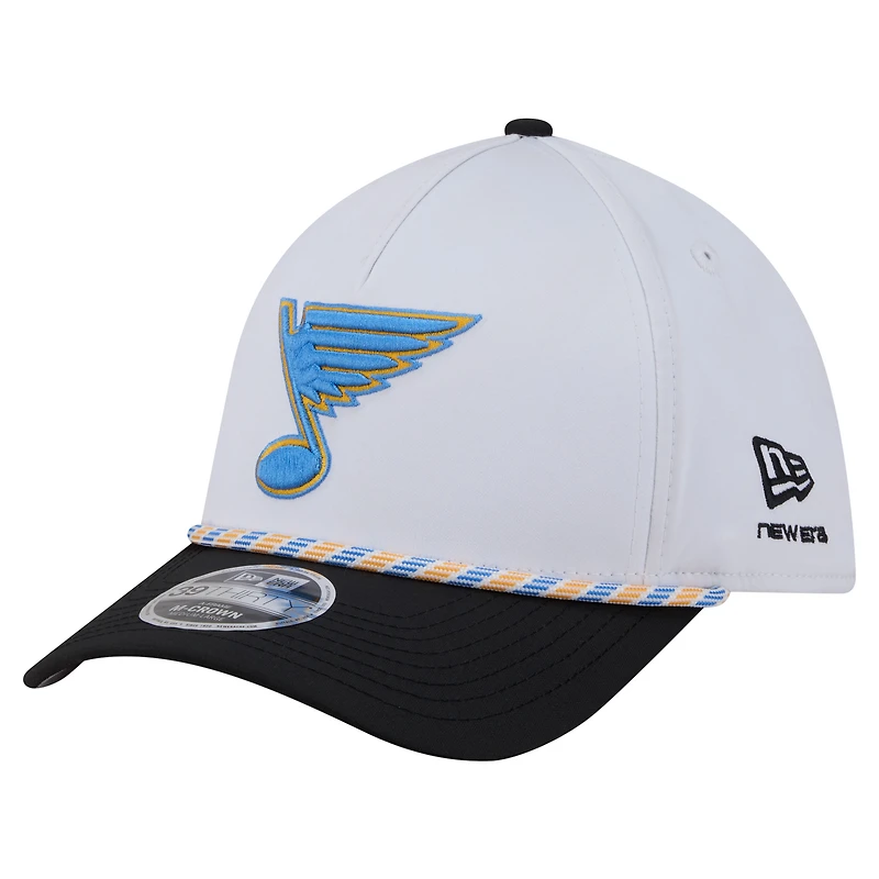 Men's New Era White/Black St. Louis Blues 39THIRTY Two-Tone Featherweight M-Crown Flex Hat