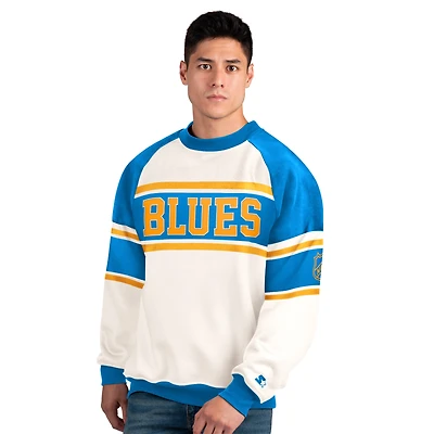 Men's Starter  White St. Louis Blues Defense Fleece Crewneck Sweatshirt