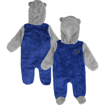 Nouveau-né et bébé Bleu St. Louis Blues Game Nap Teddy Fleece Bunting Full-Zip Sleeper