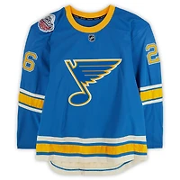 Maillot Reebok bleu n° 26 porté par Paul Stastny (Blues de St. Louis) lors de l'entraînement contre les Blackhawks de Chicago le 2 janvier 2017 - Classique hivernale de la LNH - Porté pendant l'échauffement