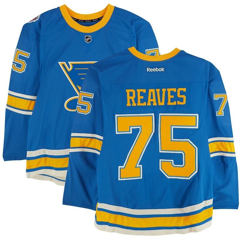 Ryan Reaves St. Louis Blues Practice-Used #75 Blue Reebok Jersey vs. Chicago Blackhawks on January 2, 2017 - NHL Winter Classic - Worn During Warm-Ups