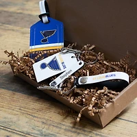 St. Louis Blues - Coffret cadeau trois pièces en cuir avec étiquette personnalisée