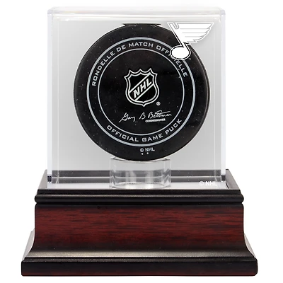 Vitrine avec logo de rondelle de hockey en acajou des Blues de St. Louis