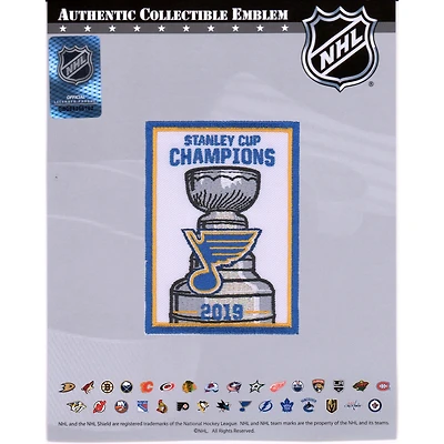 Écusson de maillot non signé des champions de la Coupe Stanley 2019 des Blues de St. Louis avec emblème national