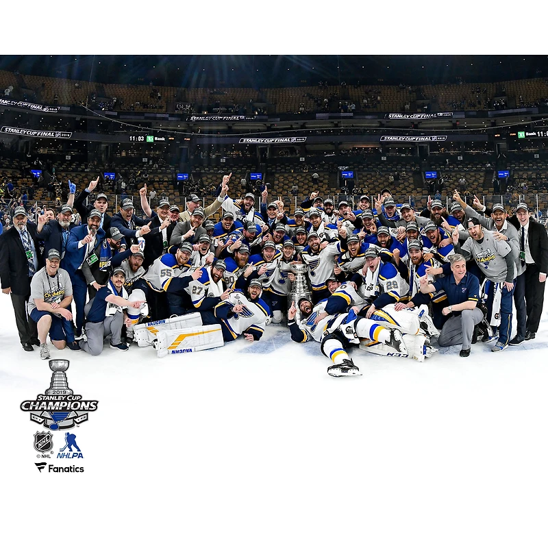 Photo de célébration l'équipe des champions la coupe Stanley 2019 non signée St. Louis Blues