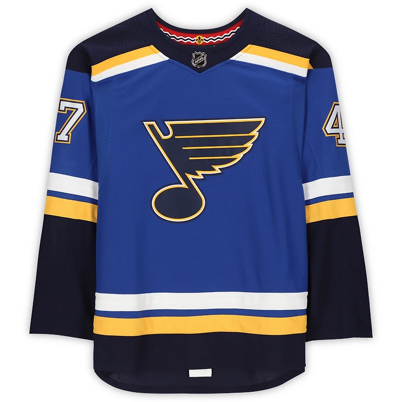 Maillot Adidas authentique bleu autographié par Torey Krug des St. Louis Blues