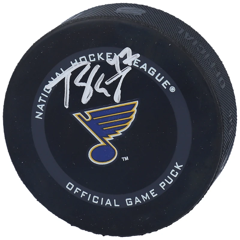 Rondelle de match officielle autographiée par Torey Krug des Blues de St. Louis