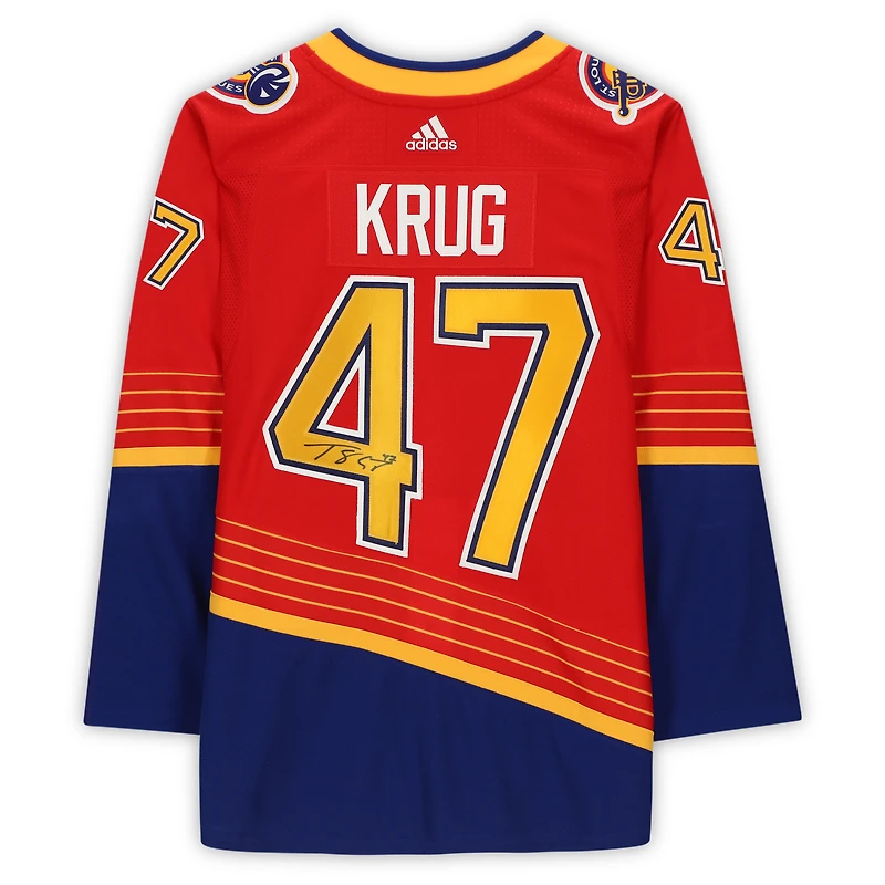 Torey Krug St. Louis Blues Autographed Red Adidas 2020-21 Reverse Retro Jersey