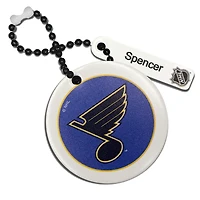 Étiquette de sac ronde en cuir personnalisée avec logo St. Louis Blues blanc