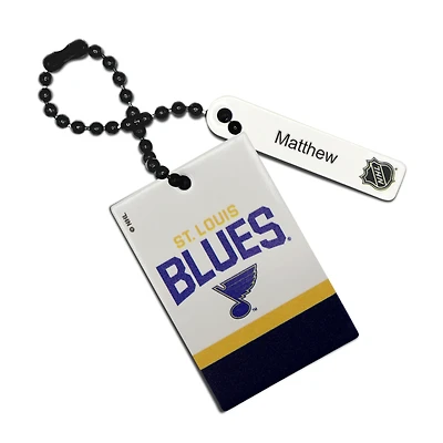 Étiquette de sac rectangle en cuir blanc St. Louis Blues personnalisée