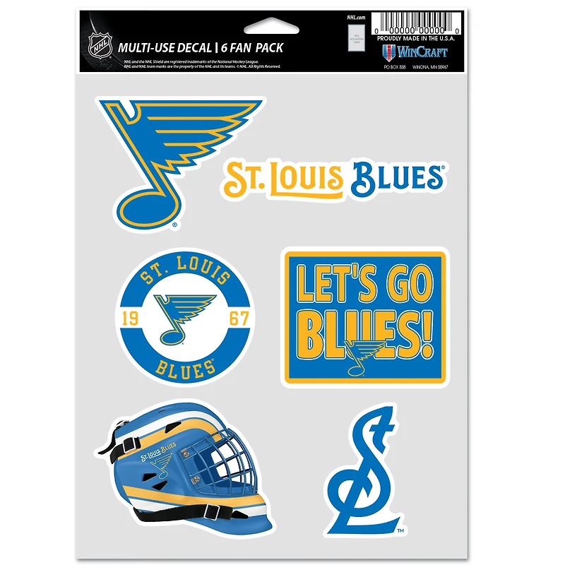WinCraft St. Louis Blues Ensemble de six autocollants pour fan