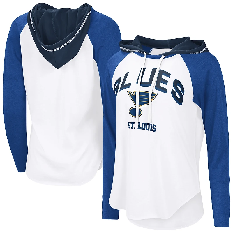 T-shirt à capuche manches longues raglan G-III 4Her par Carl Banks pour femme, blanc, motif St. Louis Blues VIP