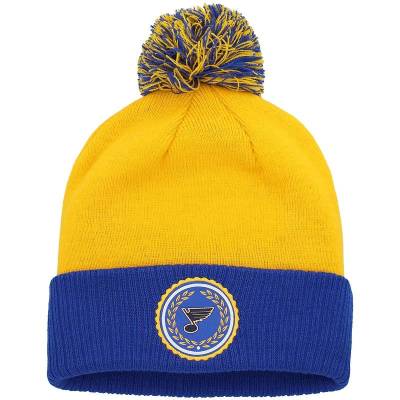 Bonnet en tricot à revers et pompon adidas Gold St. Louis Blues Laurel pour femme