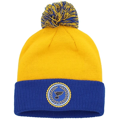 Bonnet en tricot à revers et pompon adidas Gold St. Louis Blues Laurel pour femme