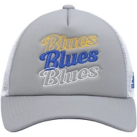 Casquette Snapback de camionneur en mousse adidas St. Louis Blues pour femmes, gris/blanc