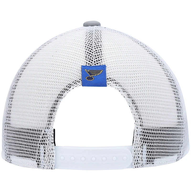 Casquette Snapback de camionneur en mousse adidas St. Louis Blues pour femmes, gris/blanc