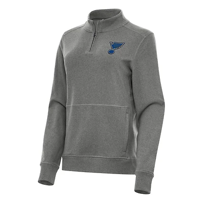 Women's Antigua Heather Black St. Louis Blues Crush Quarter-Zip Fleece Sweatshirt
