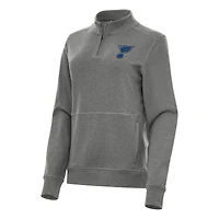 Women's Antigua Heather Black St. Louis Blues Crush Quarter-Zip Fleece Sweatshirt