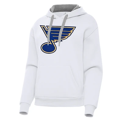 Women's Antigua White St. Louis Blues Victory Pullover Hoodie