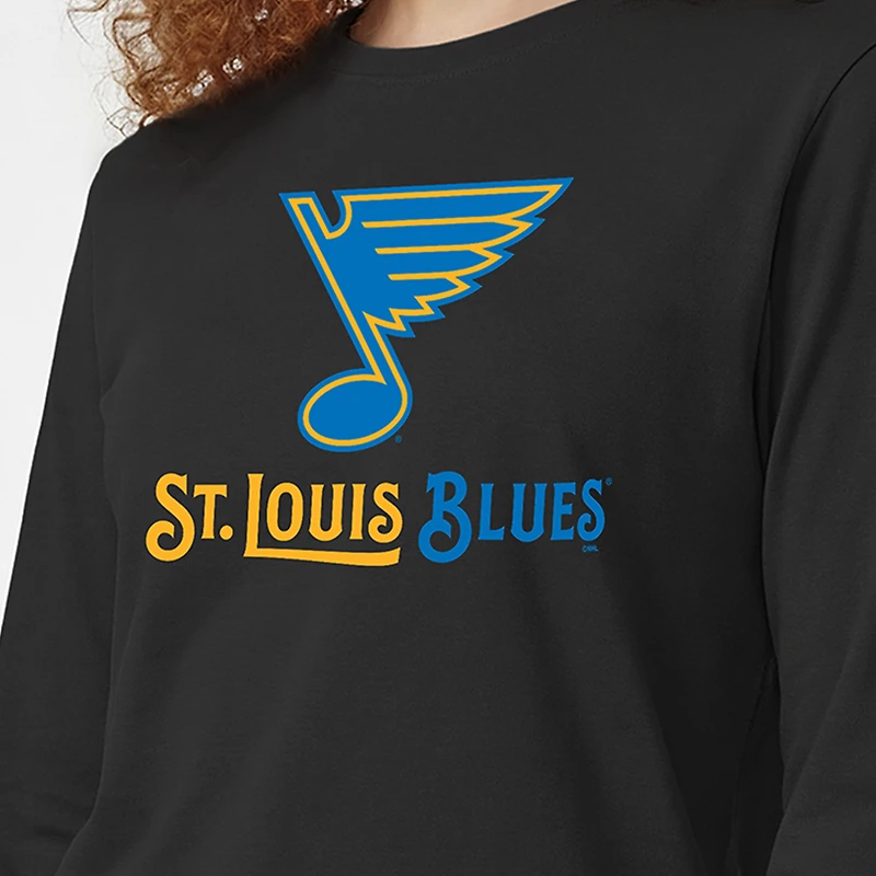 Women's Champion Black St. Louis Blues Wordmark Lockup Long Sleeve T-Shirt
