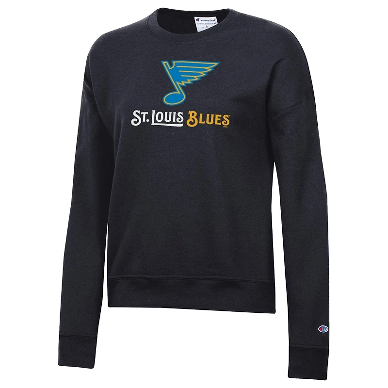 Women's Champion Black St. Louis Blues Wordmark Lockup Powerblend Sweatshirt