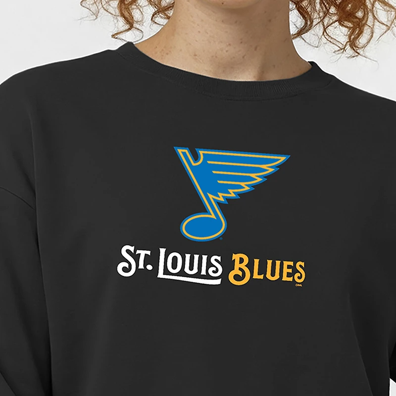 Women's Champion  Black St. Louis Blues Wordmark Lockup Powerblend Sweatshirt