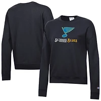 Sweat-shirt Champion noir pour femme, logo St. Louis Blues, en Powerblend.