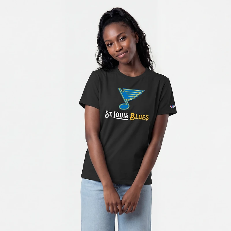 Women's Champion Black St. Louis Blues Wordmark Lockup T-Shirt