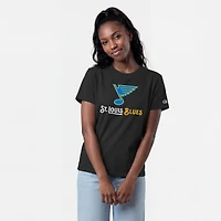 T-shirt noir Champion St. Louis Blues pour femmes avec logo Lockup