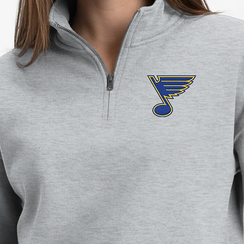 Women's Champion  Heather Gray St. Louis Blues Powerblend Quarter-Zip Sweatshirt