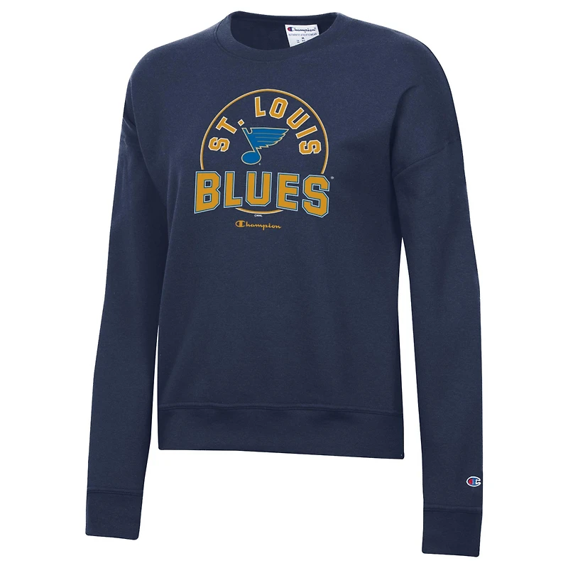 Women's Champion Navy St. Louis Blues Powerblend Pullover Sweatshirt
