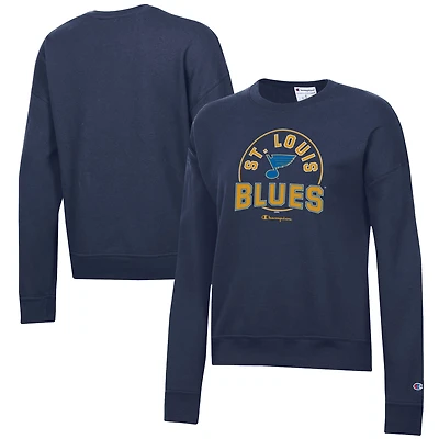 Sweat-shirt à enfiler Champion Powerblend bleu marine pour femme, modèle St. Louis Blues.