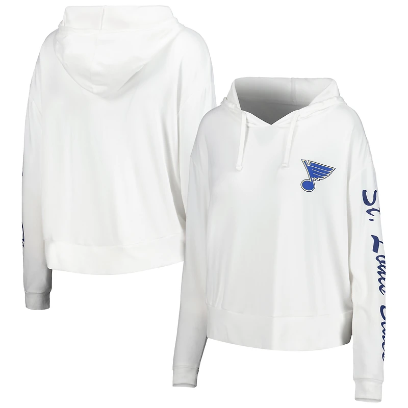 Concepts Sport Crème St. Louis Blues Accord Hacci T-shirt à capuche manches longues pour femmes