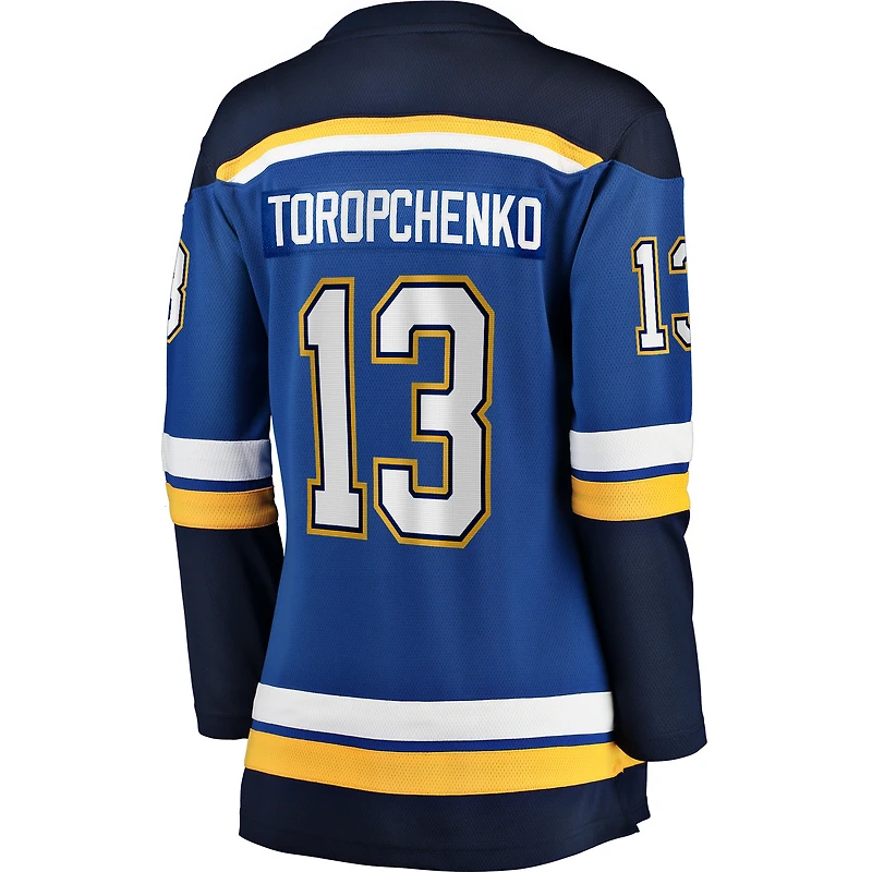 Maillot de joueur échappé à domicile Fanatics Alexey Toropchenko bleu St. Louis Blues pour femmes